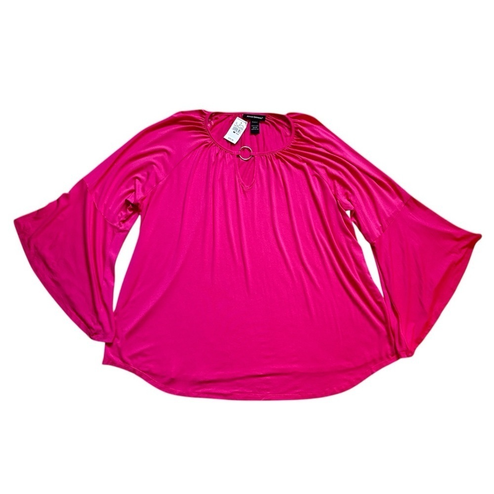 Ashley Stewart Pink Bell Sleeve Peasant Top NWT - Picture 4 of 10